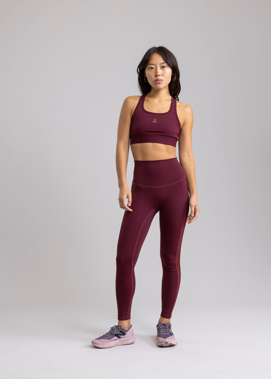 Legging Durga Deep Ruby Purple con Malla Lateral
