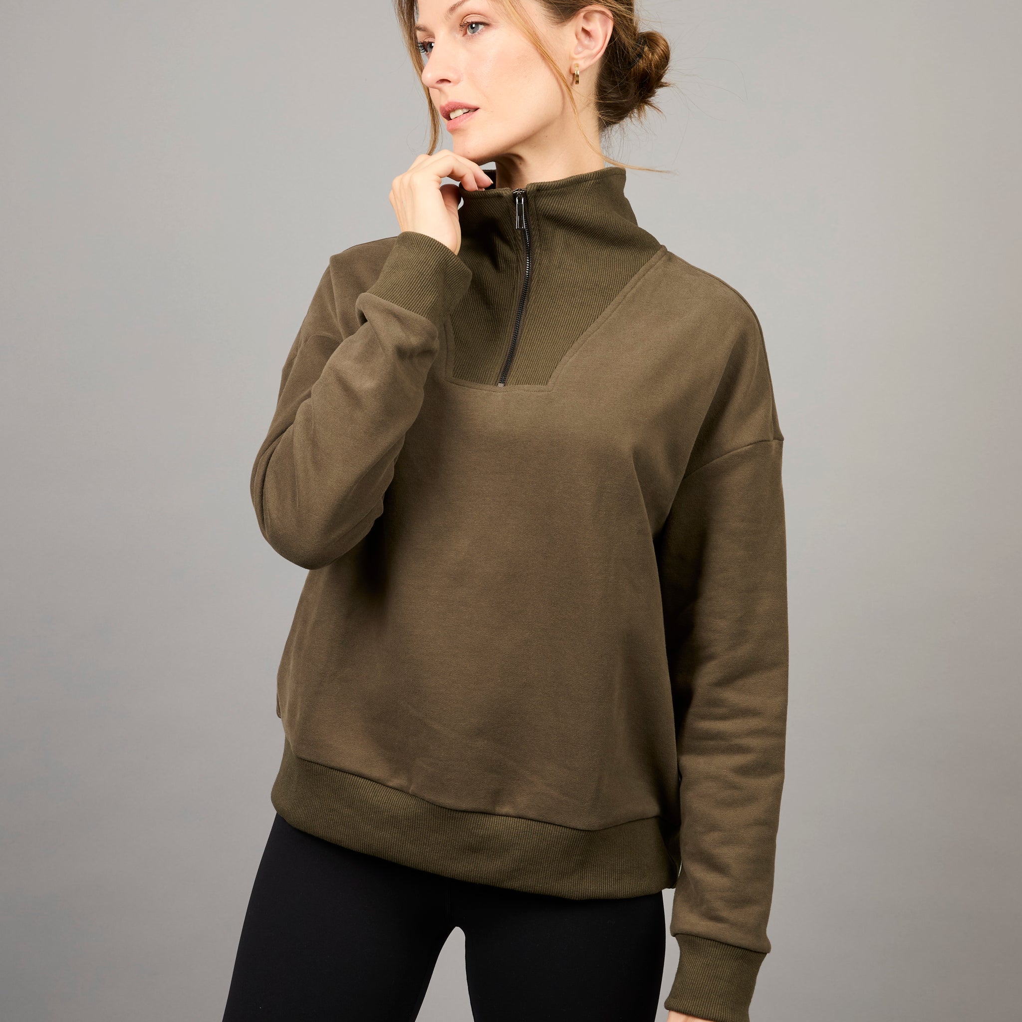 Poleron Half Zip Nott Verde Musgo