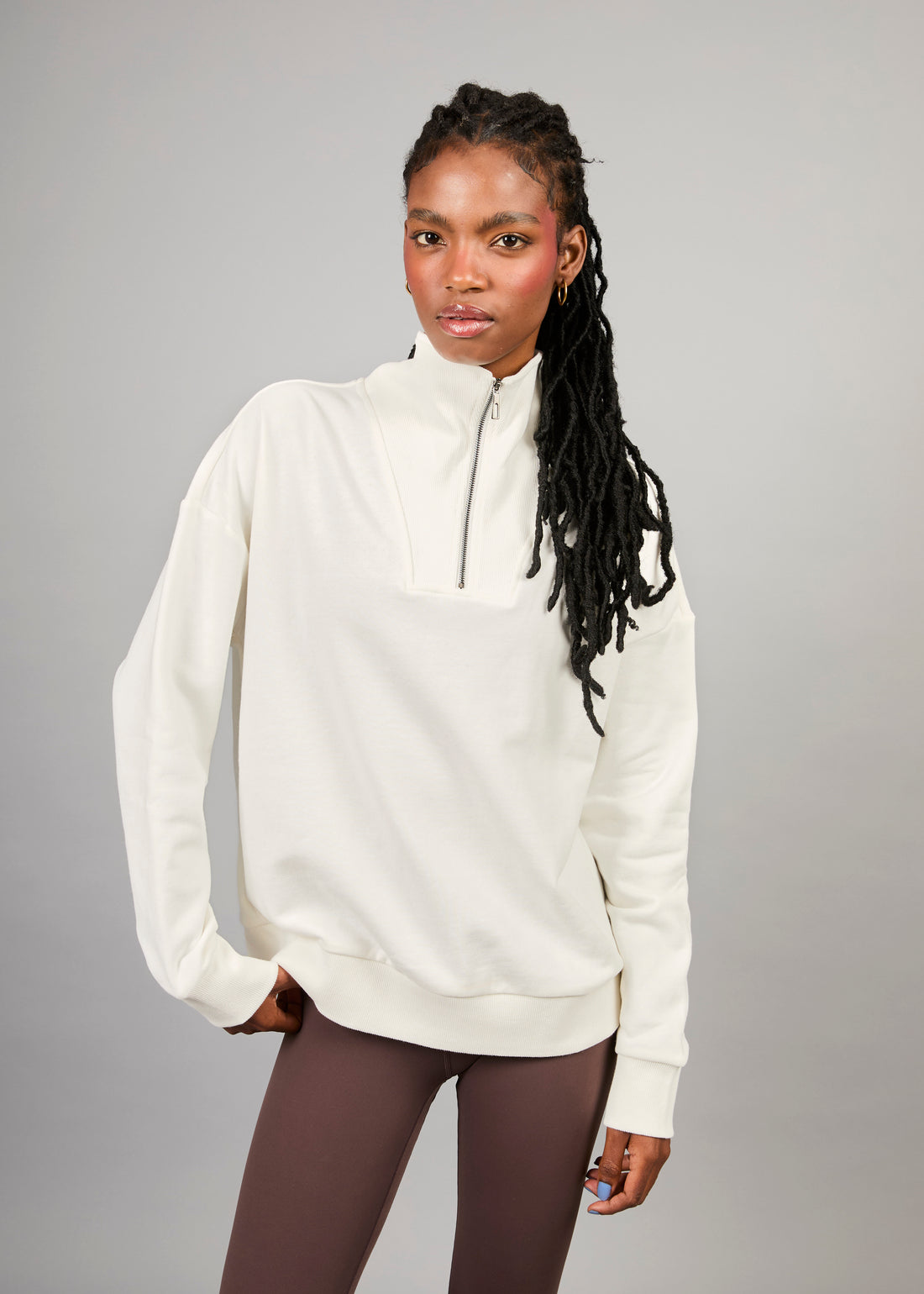 Poleron Half Zip Nott White