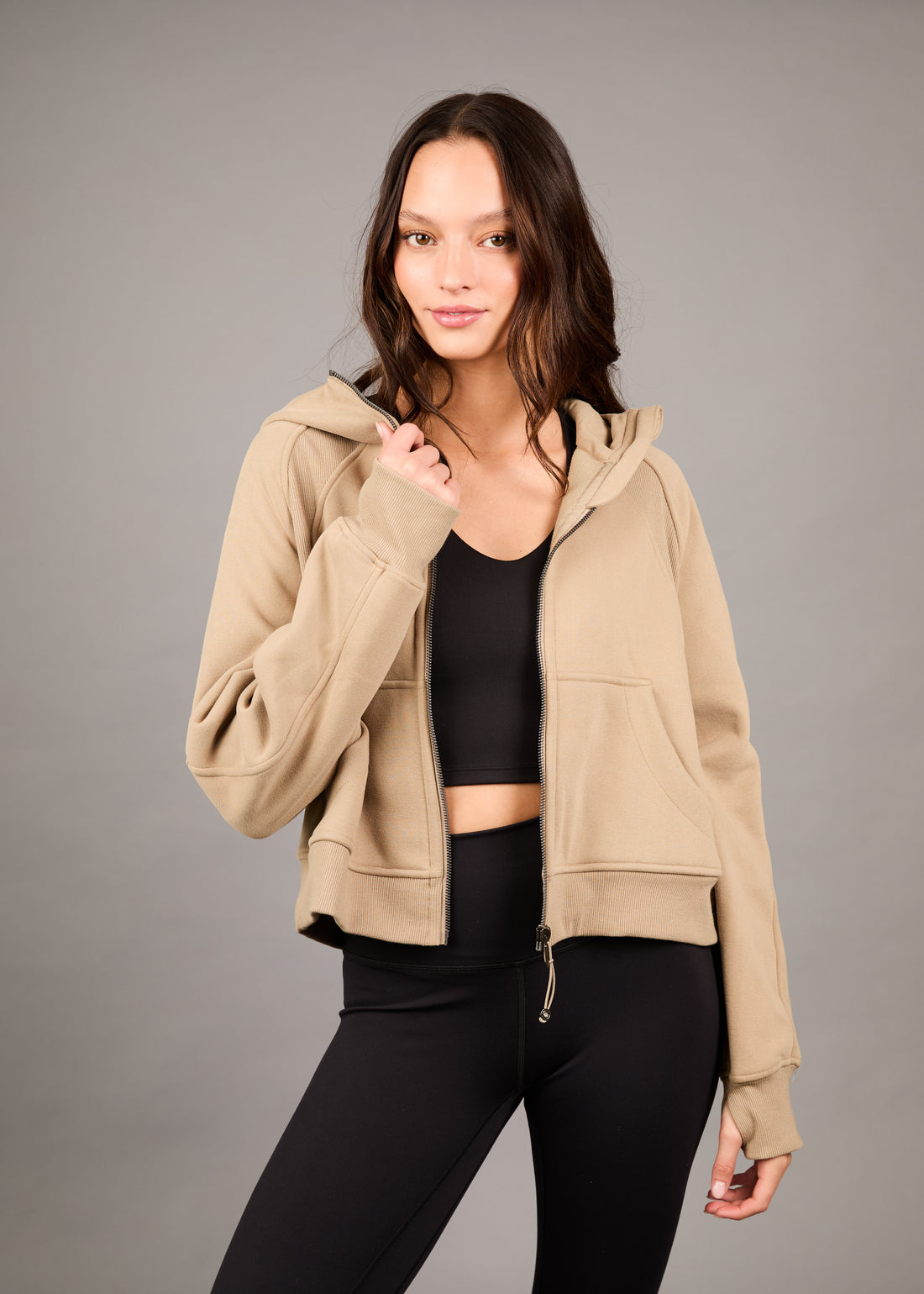 Polerón Kishar Khaki con Capucha